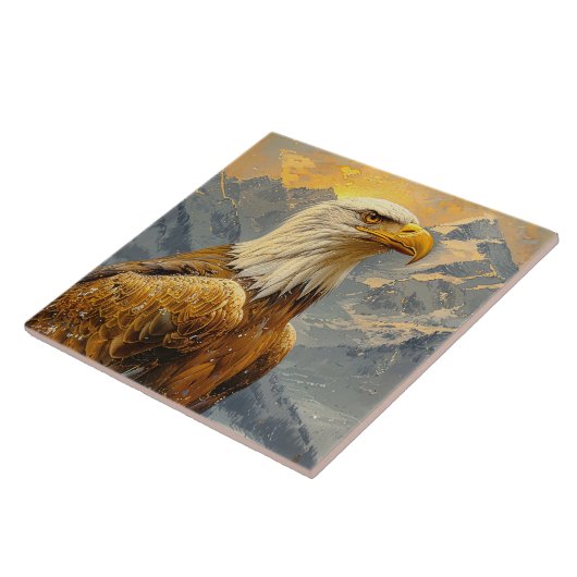Bald Eagle Waterverf Mountains Tegeltje (Zijkant)