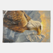 Bald Eagle Waterverf Mountains Theedoek (Horizontaal)