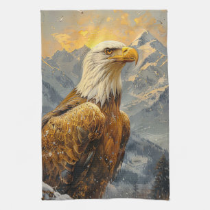 Bald Eagle Waterverf Mountains Theedoek