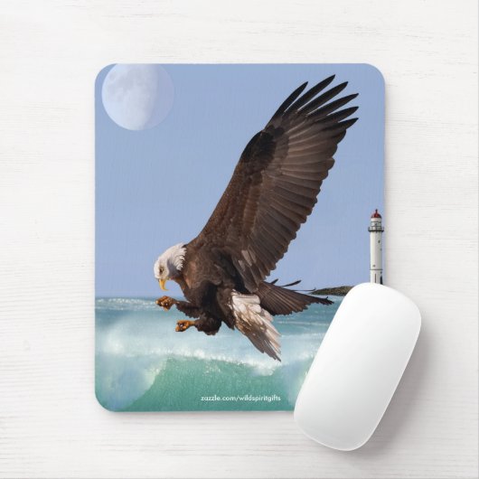 Bald Eagle, Waves & Lighthouse Mousepad Muismat (Met muis)