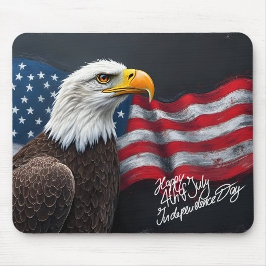 Bald Eagle with American Flag 4th of July Art Muismat (Voorkant)