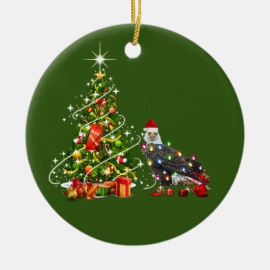 BALD EAGLE With Hat Scaft Christmas Keramisch Ornament (Voorkant)
