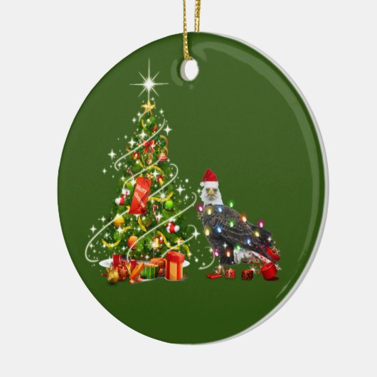BALD EAGLE With Hat Scaft Christmas Keramisch Ornament (Links)