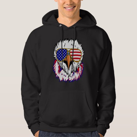 Bald Eagle with Mullet 4th of July American Flag Hoodie (Voorkant)