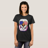 Bald Eagle with Mullet 4th of July American Flag T-shirt (Voorkant volledig)