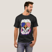 Bald Eagle with Mullet 4th of July American Flag T-shirt (Voorkant volledig)