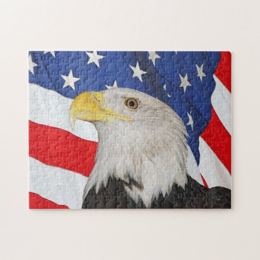 Bald Eagle with Waving Flag of the United States Legpuzzel (Horizontaal)