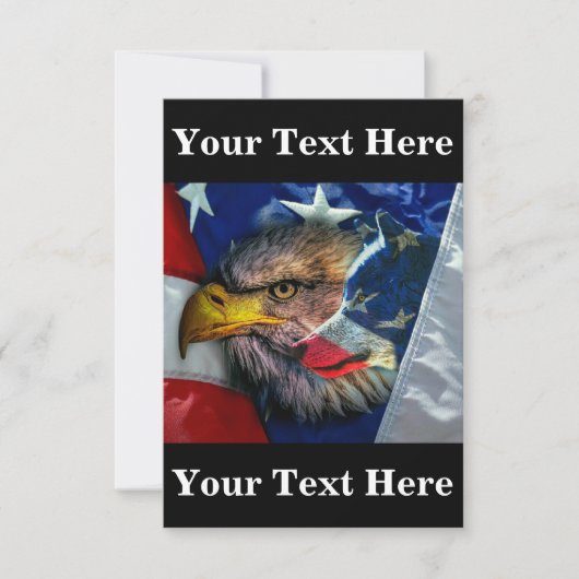 Bald Eagle Wolf American Flag Bedankkaart (Voorkant)