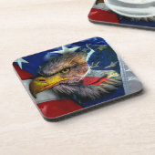 Bald Eagle Wolf American Flag Bier Onderzetter (Linkerzijde)