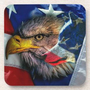Bald Eagle Wolf American Flag Bier Onderzetter