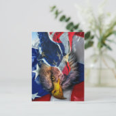 Bald Eagle Wolf American Flag Briefkaart (Staand voorkant)
