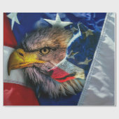 Bald Eagle Wolf American Flag Cadeaupapier (Vlak)