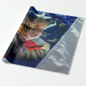 Bald Eagle Wolf American Flag Cadeaupapier (Uitgerold)