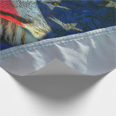Bald Eagle Wolf American Flag Cadeaupapier (Hoek)