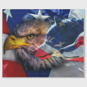 Bald Eagle Wolf American Flag Cadeaupapier (Vlak)