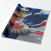 Bald Eagle Wolf American Flag Cadeaupapier (Uitgerold)