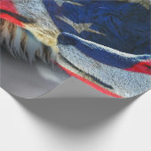 Bald Eagle Wolf American Flag Cadeaupapier (Hoek)