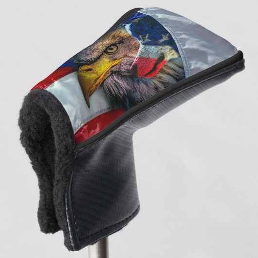 Bald Eagle Wolf American Flag Golfheadcover (3/4 voorkant)