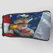 Bald Eagle Wolf American Flag Golfheadcover (Voorkant)