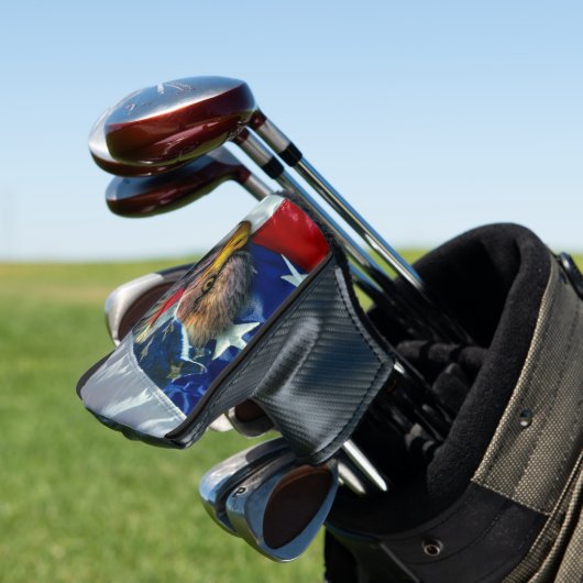 Bald Eagle Wolf American Flag Golfheadcover (Insitu)