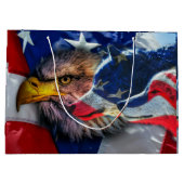Bald Eagle Wolf American Flag Groot Cadeauzakje (Achterkant)