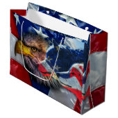 Bald Eagle Wolf American Flag Groot Cadeauzakje (Voorkant Gekanteld)