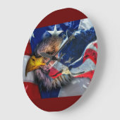 Bald Eagle Wolf American Flag Grote Klok (Hoek)