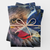 Bald Eagle Wolf American Flag Inpakpapier Vel (In situ)