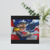 Bald Eagle Wolf American Flag Kaart (Staand voorkant)