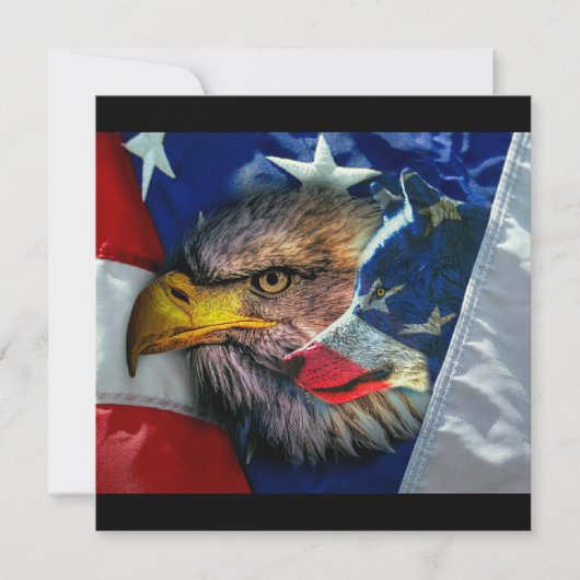 Bald Eagle Wolf American Flag Kaart (Voorkant)
