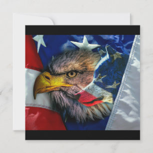 Bald Eagle Wolf American Flag Kaart