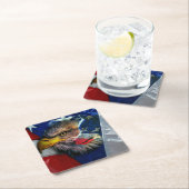 Bald Eagle Wolf American Flag Kartonnen Onderzetters (Insitu)