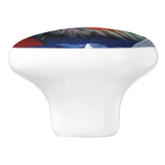 Bald Eagle Wolf American Flag Keramische Knop (Zijkant)