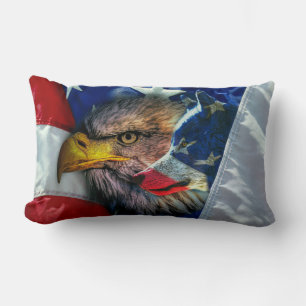 Bald Eagle Wolf American Flag Kussen