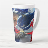 Bald Eagle Wolf American Flag Latte Mok (Rechterhoek)