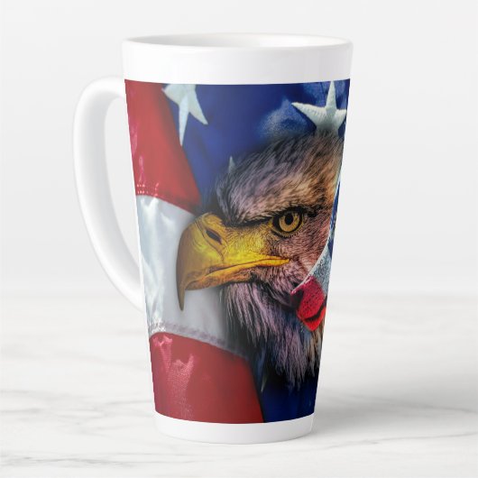 Bald Eagle Wolf American Flag Latte Mok (Linkerhoek)