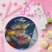 Bald Eagle Wolf American Flag Papieren Bordje (Feest)