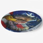 Bald Eagle Wolf American Flag Papieren Bordje (Gekanteld)