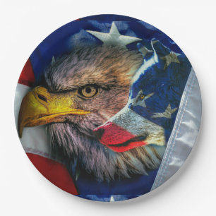 Bald Eagle Wolf American Flag Papieren Bordje