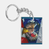 Bald Eagle Wolf American Flag Sleutelhanger (Voorkant Links)