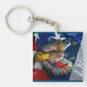 Bald Eagle Wolf American Flag Sleutelhanger (Voorkant)