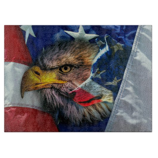 Bald Eagle Wolf American Flag Snijplank (Voorkant)