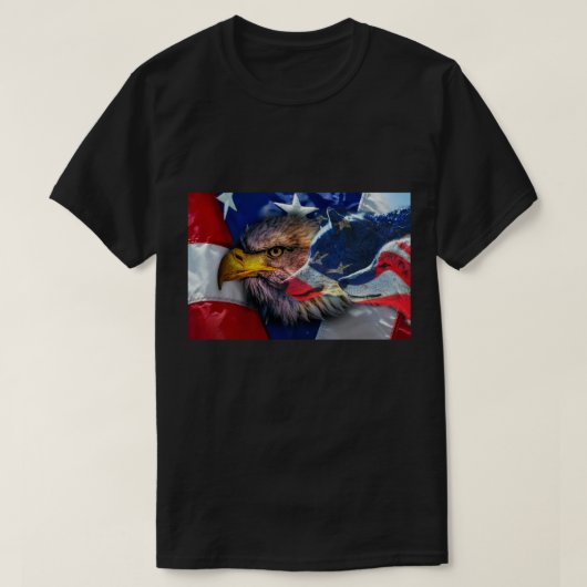 Bald Eagle Wolf American Flag T-shirt (Design voorkant)