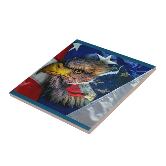 Bald Eagle Wolf American Flag Tegeltje (Zijkant)