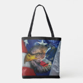 Bald Eagle Wolf American Flag Tote Bag (Achterkant)