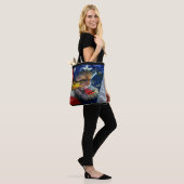 Bald Eagle Wolf American Flag Tote Bag (Op model)