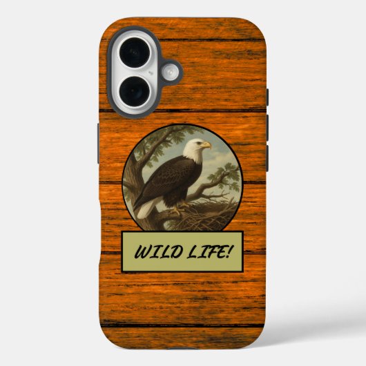 Bald Eagle Wood Grain Hoesje-Mate iPhone Case (Achterkant)