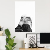 Bald Eagle Woodland Modern Portret zwart wit Poster (Thuiskantoor)