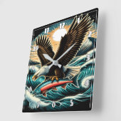 Bald Eagles Majesteit in vlucht Vierkante Klok (Hoek)