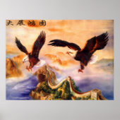 Bald Eagles over de Grote Muur van China Poster (Voorkant)
